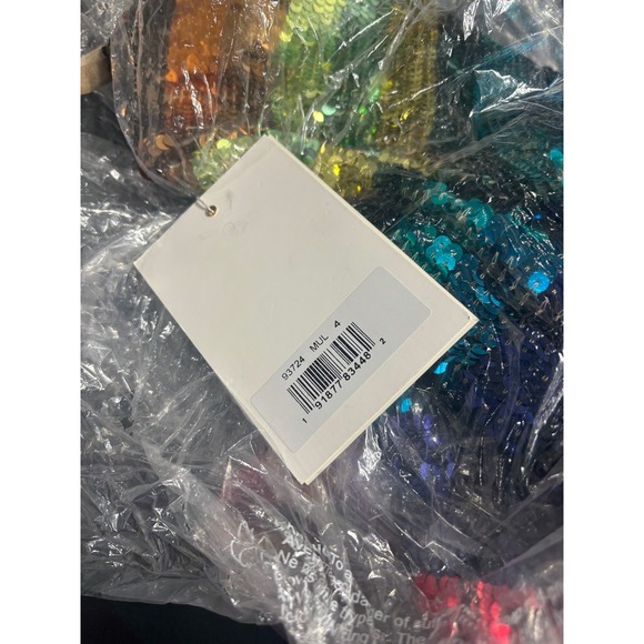 Mac Duggal NEW Multi Color Rainbow Tiered Sequin Mini Dress 93724 Size 4 - Picture 6 of 7